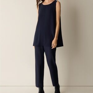 Eileen Fisher $218 Silk Crepe Bateau Neck Tank  Sz.PL